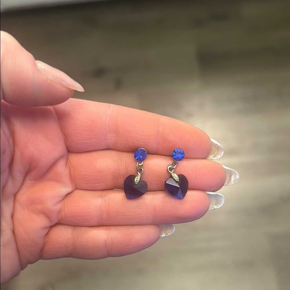 Elegant Blue Heart Earrings